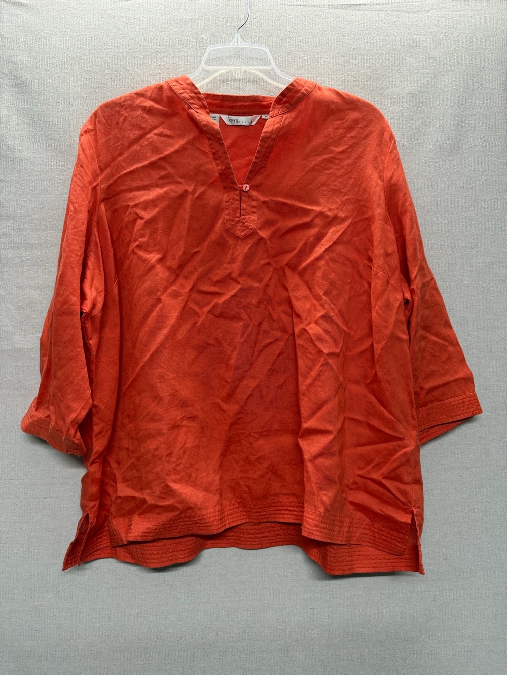 ISHYU 100% Linen Tunic Top - size 3X